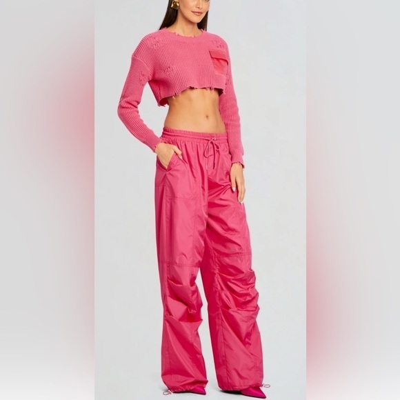 SER.O.YA Pants - Retrofete Seroya NWT Adelina ruched parachute 90’s  Cargo Pants hot pink size XS